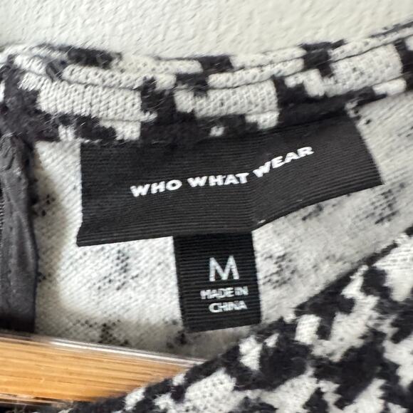 Who What Wear Dress Womens Medium Black White Houndstooth Fitted Career Business - Picture 5 of 11